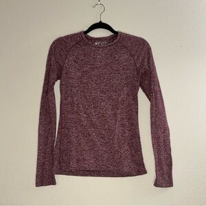 FIGS Long-Sleeve Heathered Crew Neck Top - Wine
